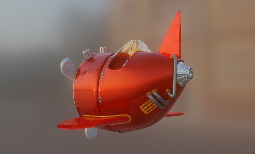 Stylized aircraft rear render