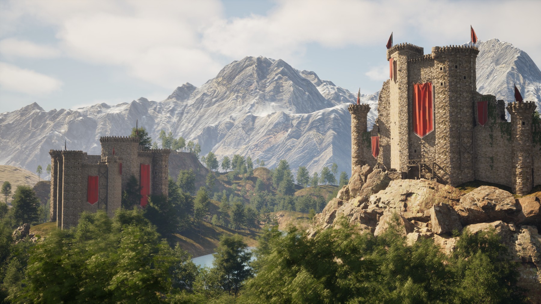 UE5 mountain castle final environment render